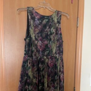 Floral Dress with Mesh Overlay